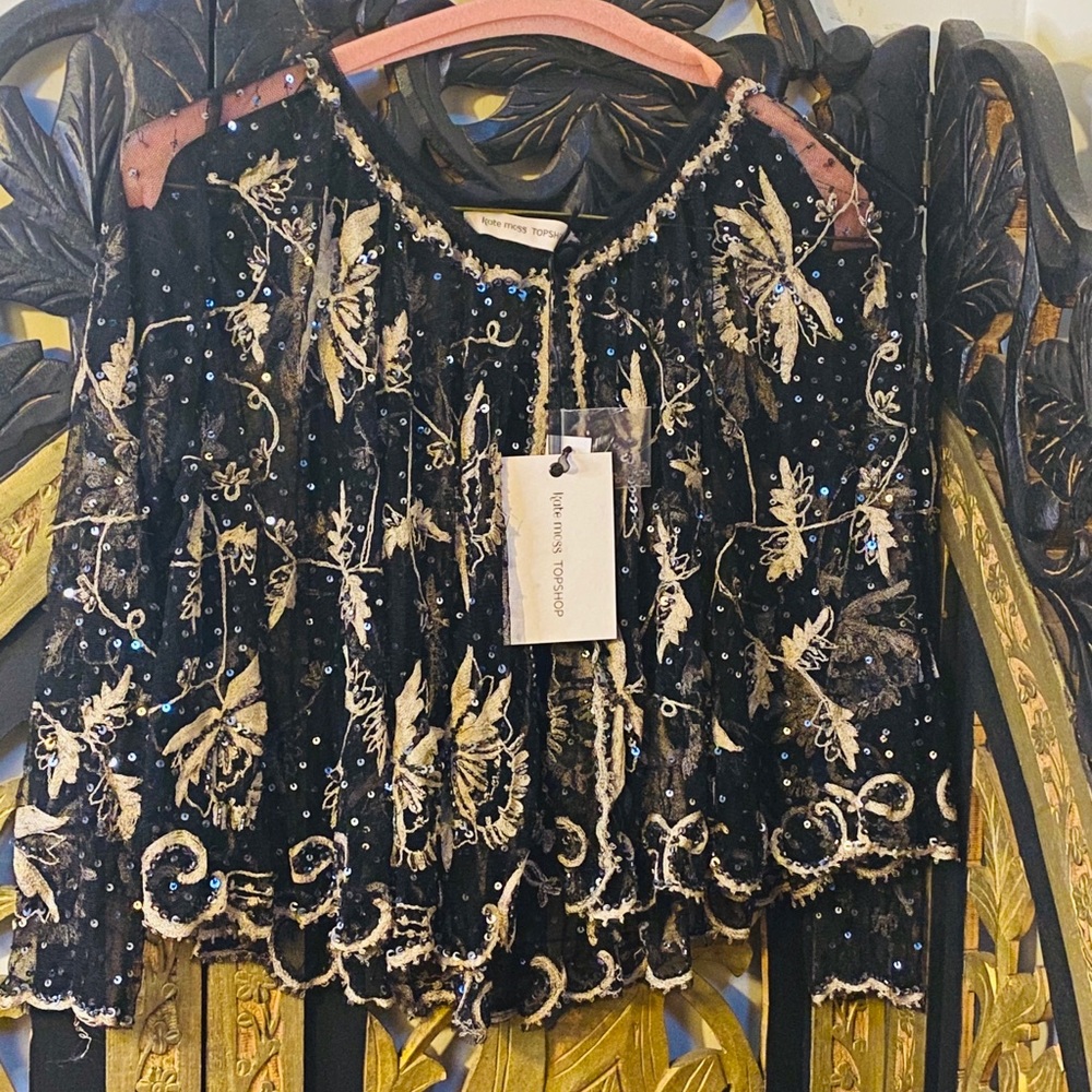 COPY - TOPSHOPXKATE MOSS Embroidered Sequined Cape/jacket - Picture 2 of 4